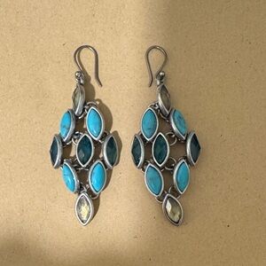 Chic Silver and Turquoise Dangle Earrings